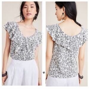 Dolan Left Coast‎ Leopard Ruffle Blouse XL Made in USA